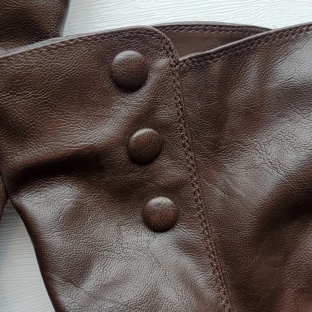 Cliffs by White Mountain Brown Faux Leather Mid Calf Fighter Boot 7.5 NWOT
